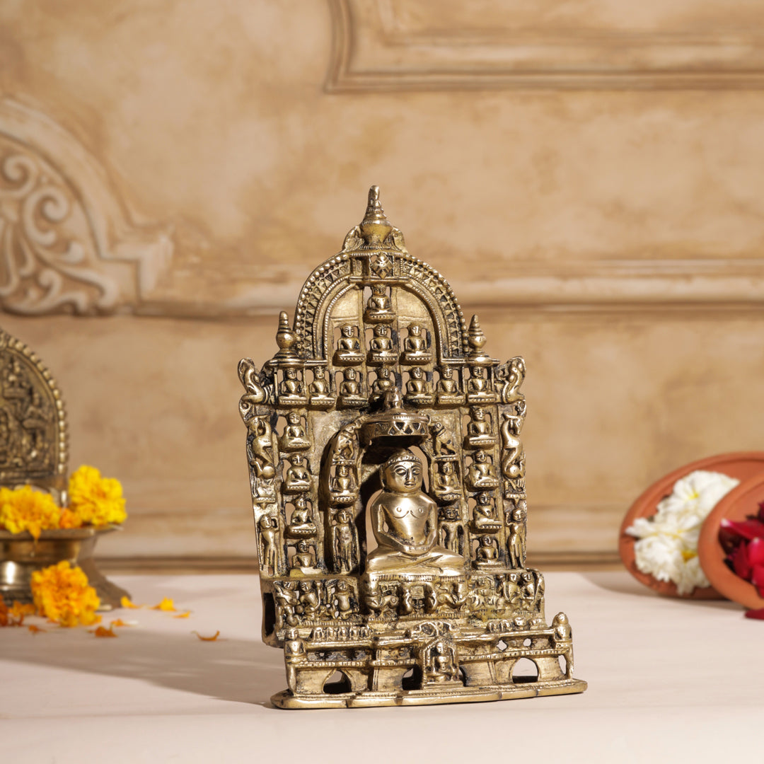 Brass Tirthankara Mahavirji Jain Statue (10 Inch) Vedansh Craft
