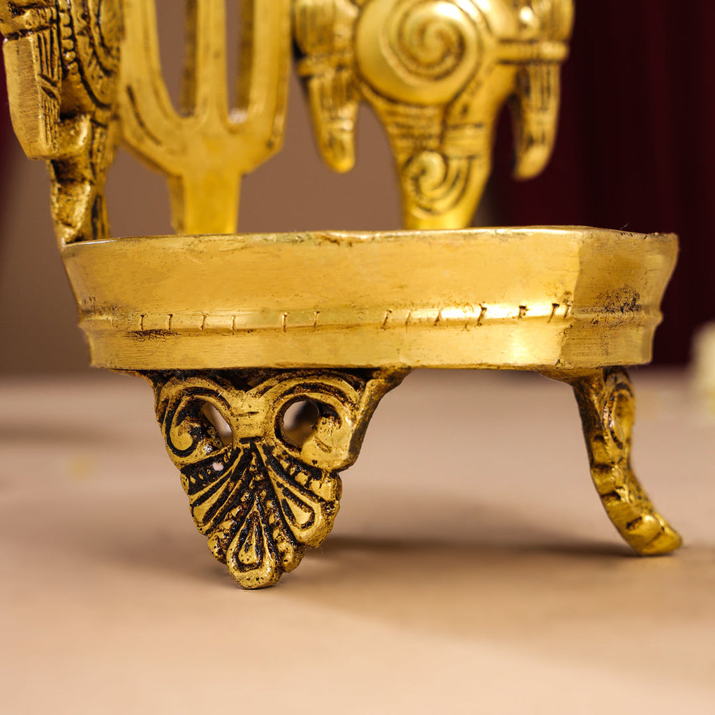 Brass Shankh Chakra Namah Diya (5 Inch) Vedansh Craft