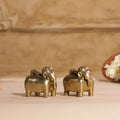 Brass Elephant Inkwell/Ink Pot Pair (2.5 Inch) Vedansh Craft