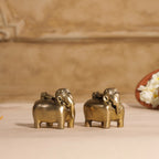 Brass Elephant Inkwell/Ink Pot Pair (2.5 Inch) Vedansh Craft
