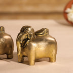 Brass Elephant Inkwell/Ink Pot Pair (2.5 Inch) Vedansh Craft