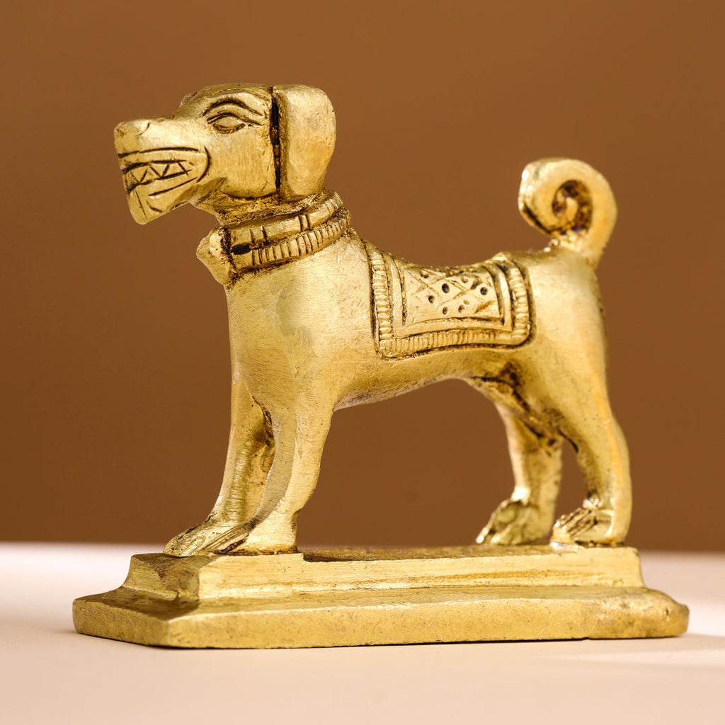Brass Dog Figurine (3 Inch) Vedansh Craft