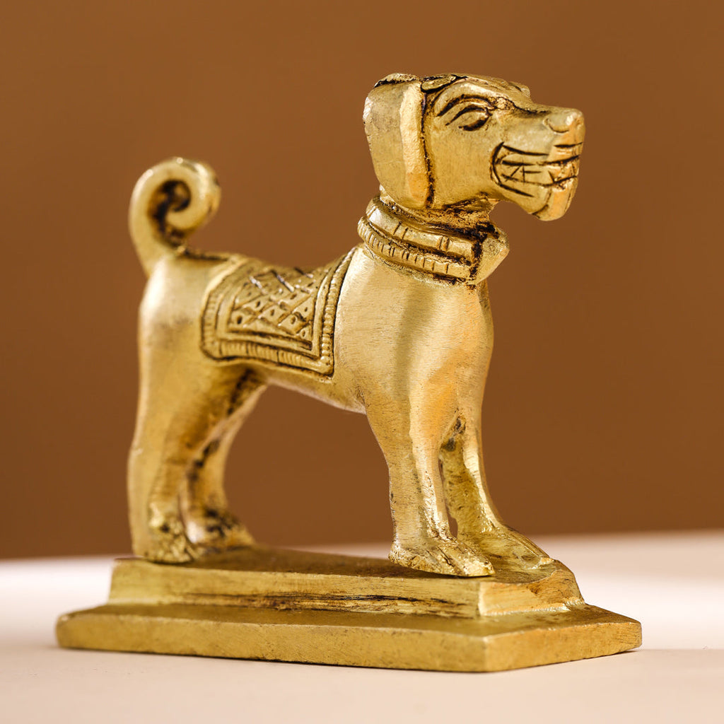Brass Dog Figurine (3 Inch) Vedansh Craft