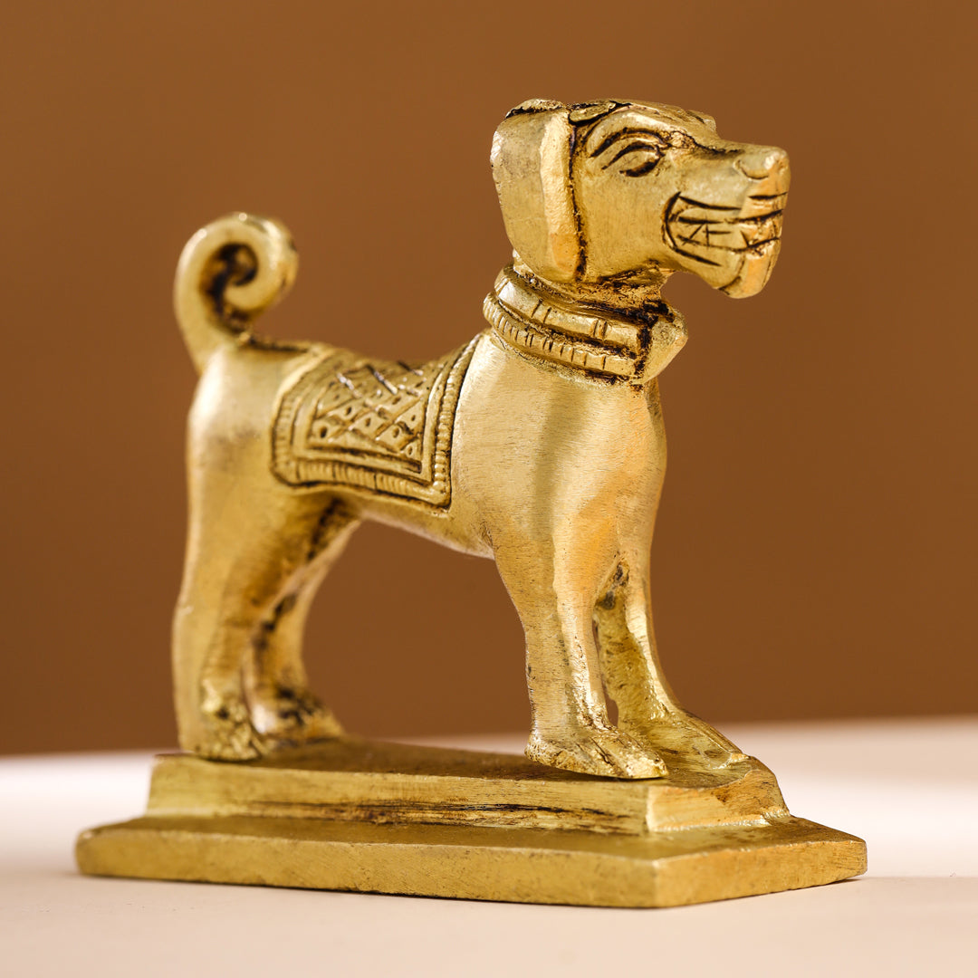 Brass Dog Figurine (3 Inch) Vedansh Craft