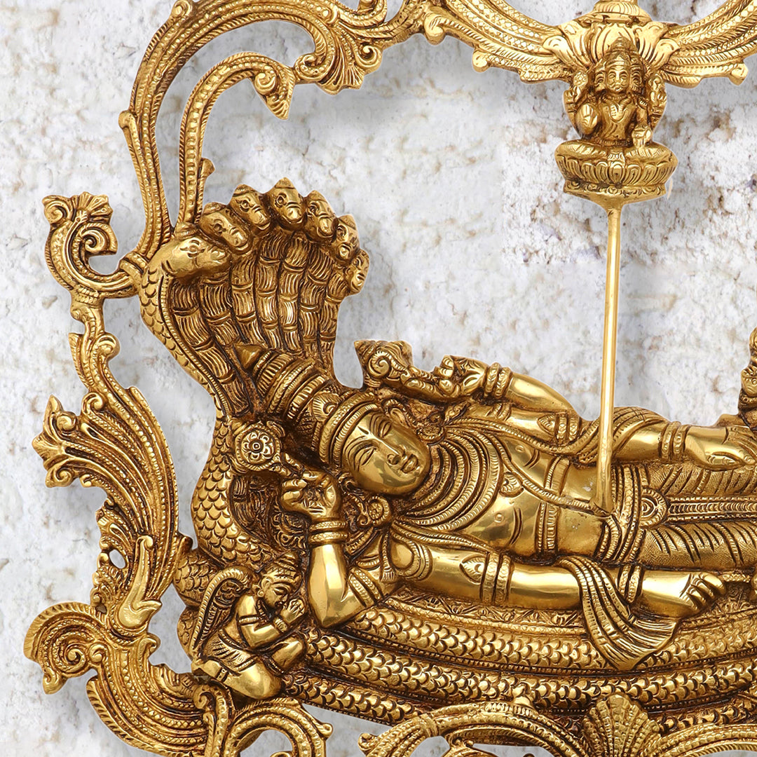Brass Vishnu Lakshmi (Padmanabha Swamy) Wall Hanging (23 Inch) Vedansh Craft