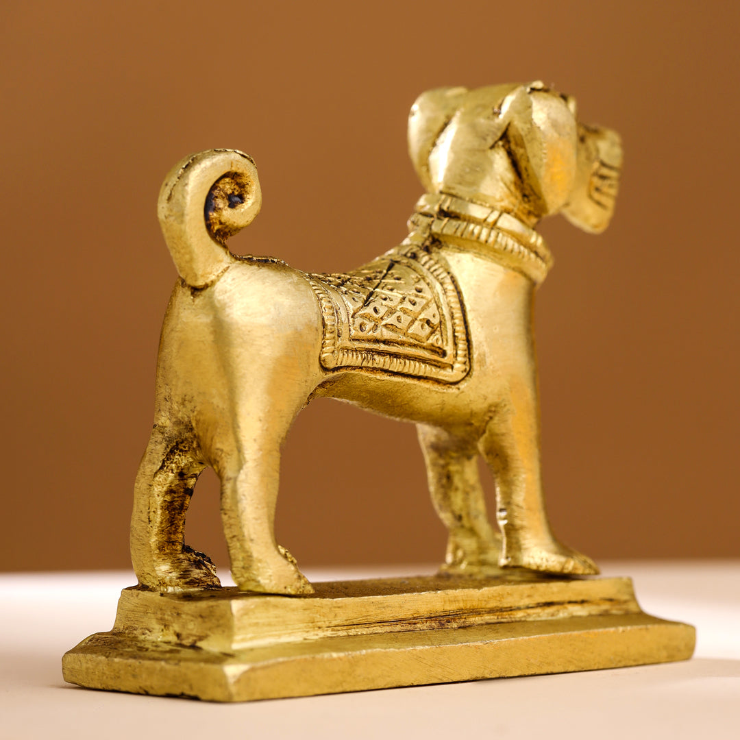Brass Dog Figurine (3 Inch) Vedansh Craft