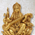 Brass Goddess Saraswati Wall Hanging (11 Inch) Vedansh Craft