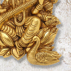 Brass Goddess Saraswati Wall Hanging (11 Inch) Vedansh Craft