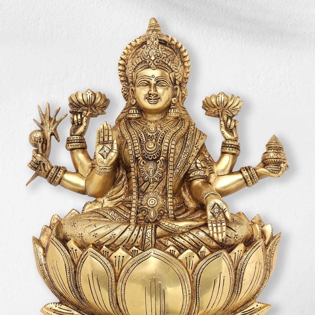 Brass Ganesha Or Lakshmi Lotus Wall Hanging (19 Inch) Vedansh Craft