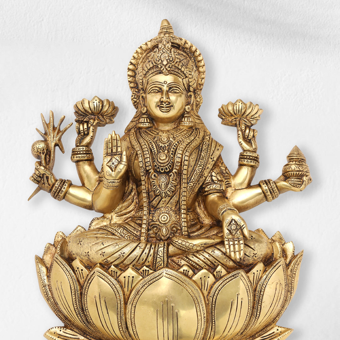 Brass Ganesha Or Lakshmi Lotus Wall Hanging (19 Inch) Vedansh Craft