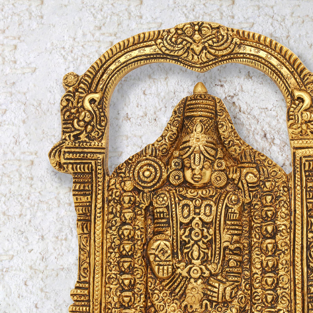 Brass Tirupati Balaji/Venkateshwar Idol Wall Hanging (7.5 Inch) Vedansh Craft