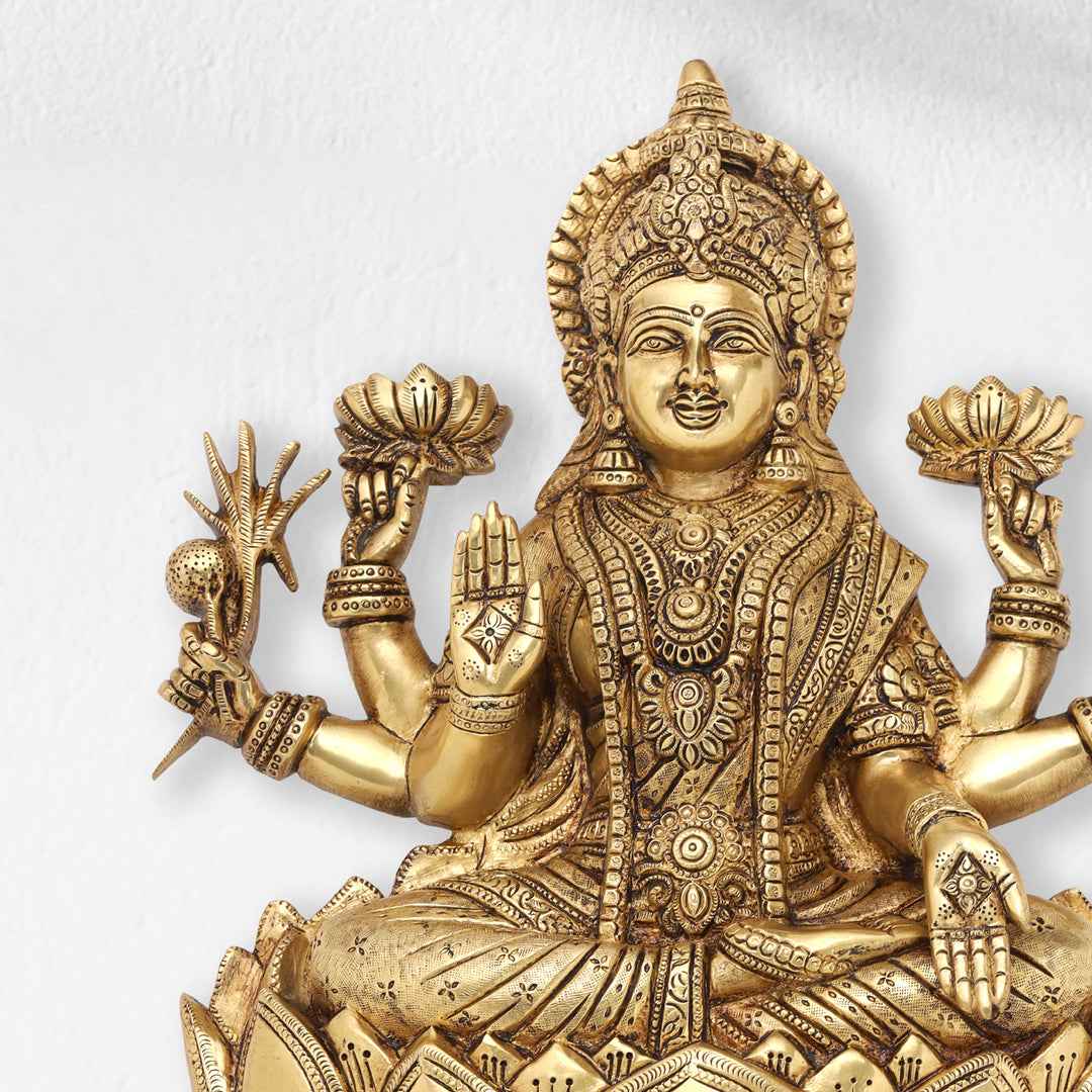 Brass Ganesha Or Lakshmi Lotus Wall Hanging (19 Inch) Vedansh Craft