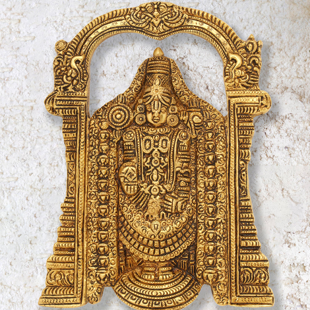 Brass Tirupati Balaji/Venkateshwar Idol Wall Hanging (7.5 Inch) Vedansh Craft