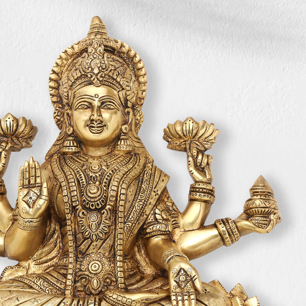 Brass Ganesha Or Lakshmi Lotus Wall Hanging (19 Inch) Vedansh Craft