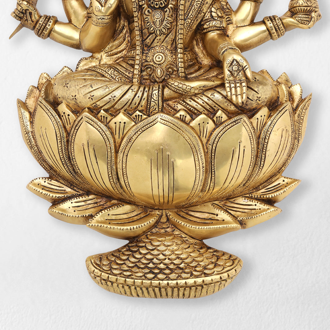 Brass Ganesha Or Lakshmi Lotus Wall Hanging (19 Inch) Vedansh Craft