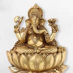 Brass Ganesha Or Lakshmi Lotus Wall Hanging (19 Inch) Vedansh Craft