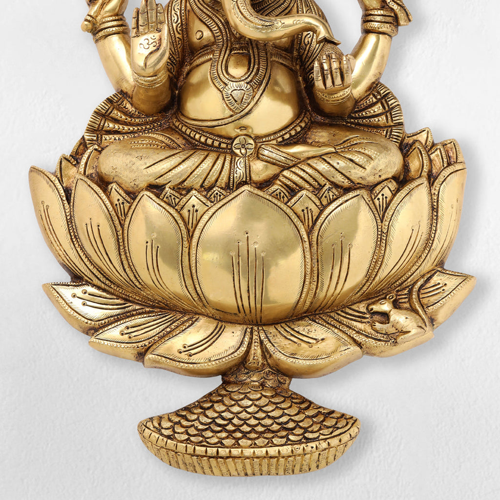 Brass Ganesha Or Lakshmi Lotus Wall Hanging (19 Inch) Vedansh Craft