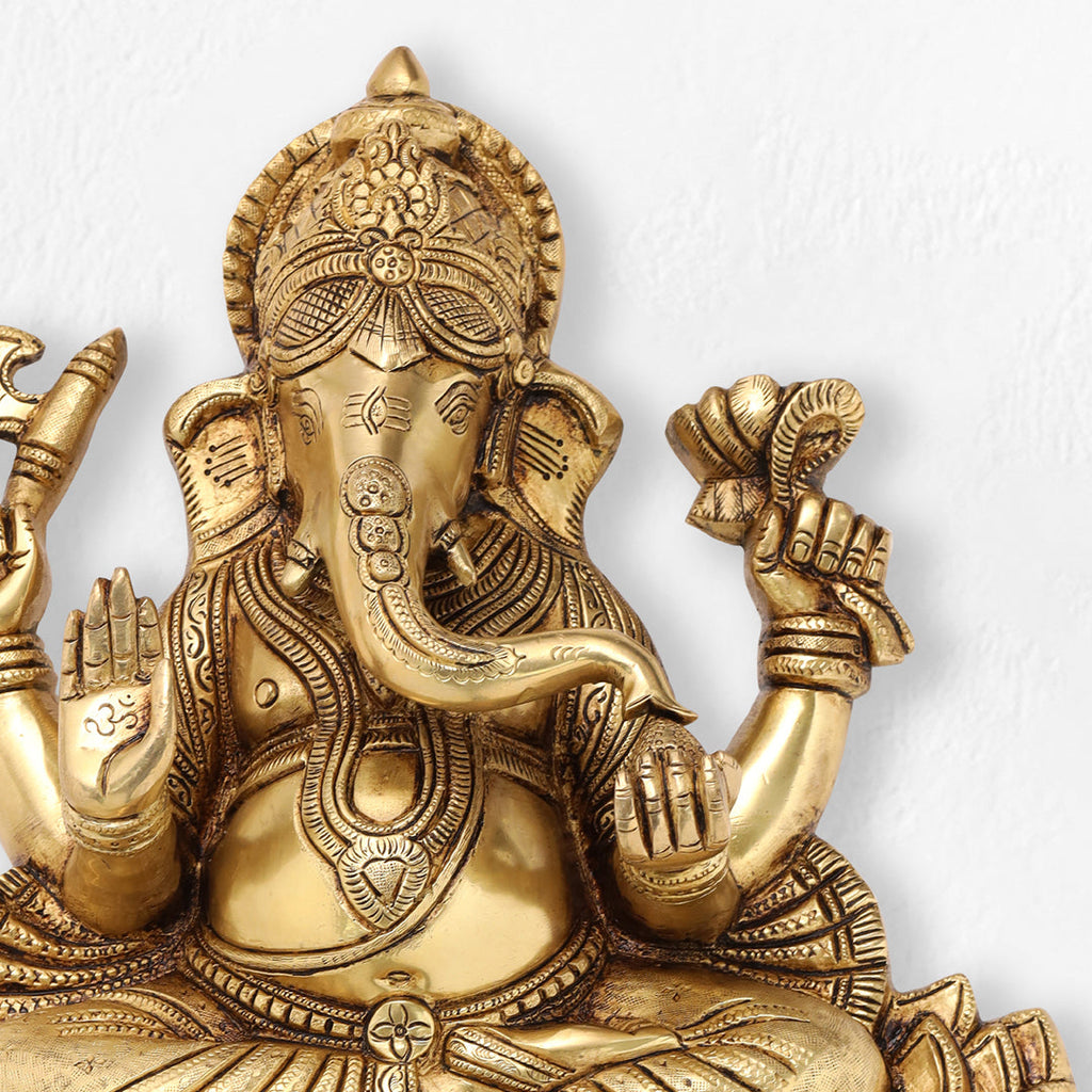 Brass Ganesha Or Lakshmi Lotus Wall Hanging (19 Inch) Vedansh Craft