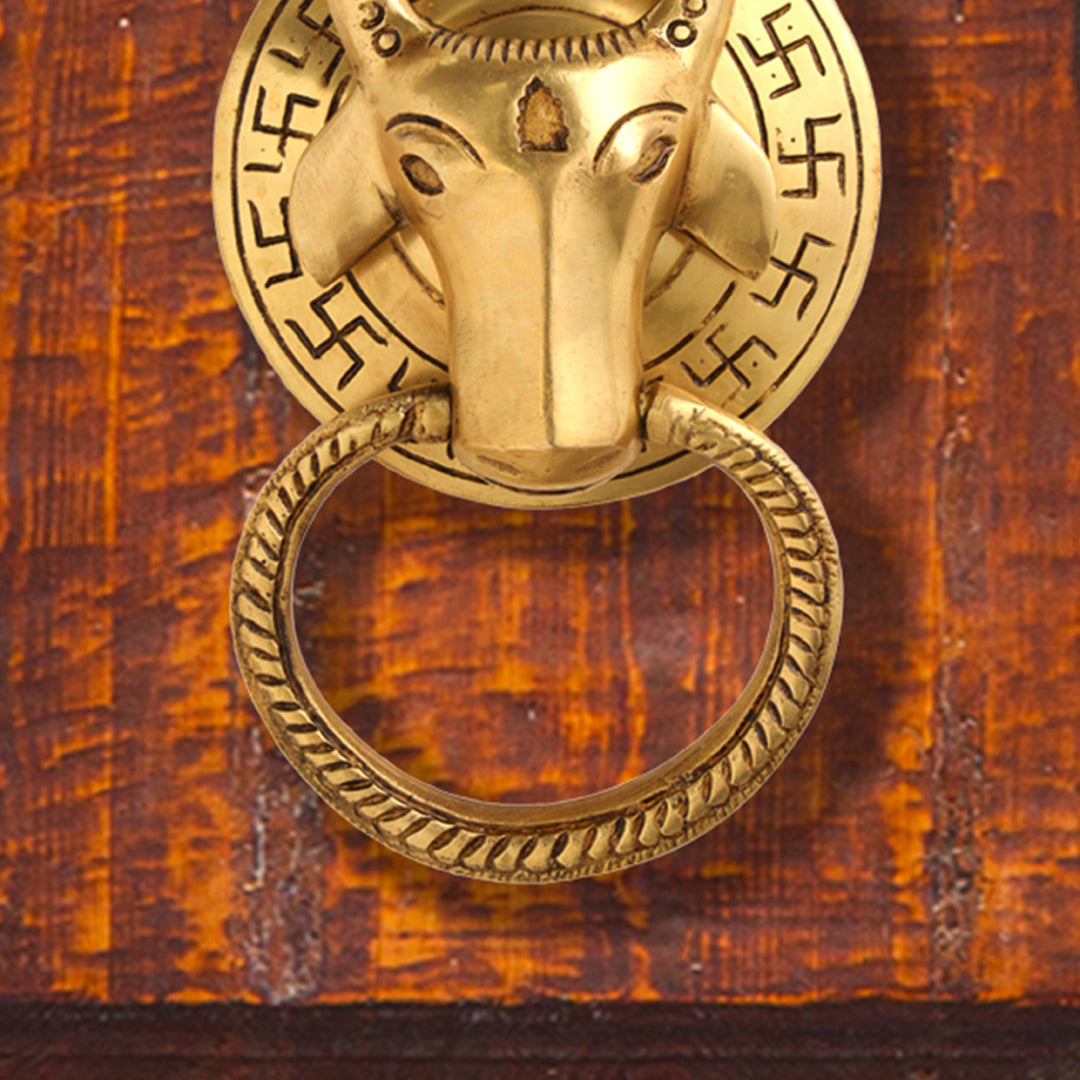 Brass Cow Face Door Knocker (6.5 Inch) Vedansh Craft