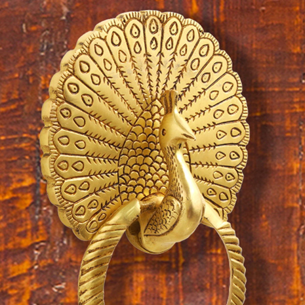Brass Peacock Door Knocker (8 Inch) Vedansh Craft