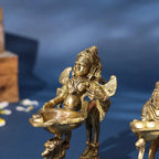 Brass Aarti Diya With Handle Vedansh Craft