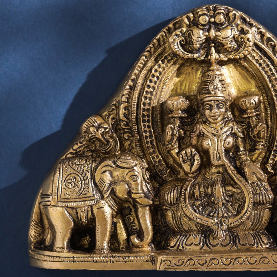 Brass Ganesha And Lakshmi Wall Hanging (7 Inch) Vedansh Craft