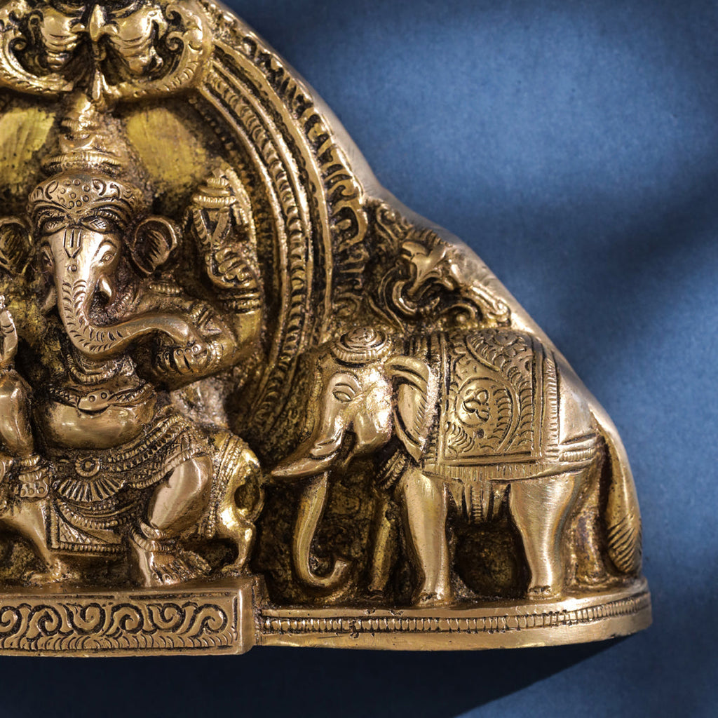 Brass Ganesha And Lakshmi Wall Hanging (7 Inch) Vedansh Craft