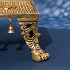Brass Superfine Chowki With Hanging Bells (7 Inch) Vedansh Craft