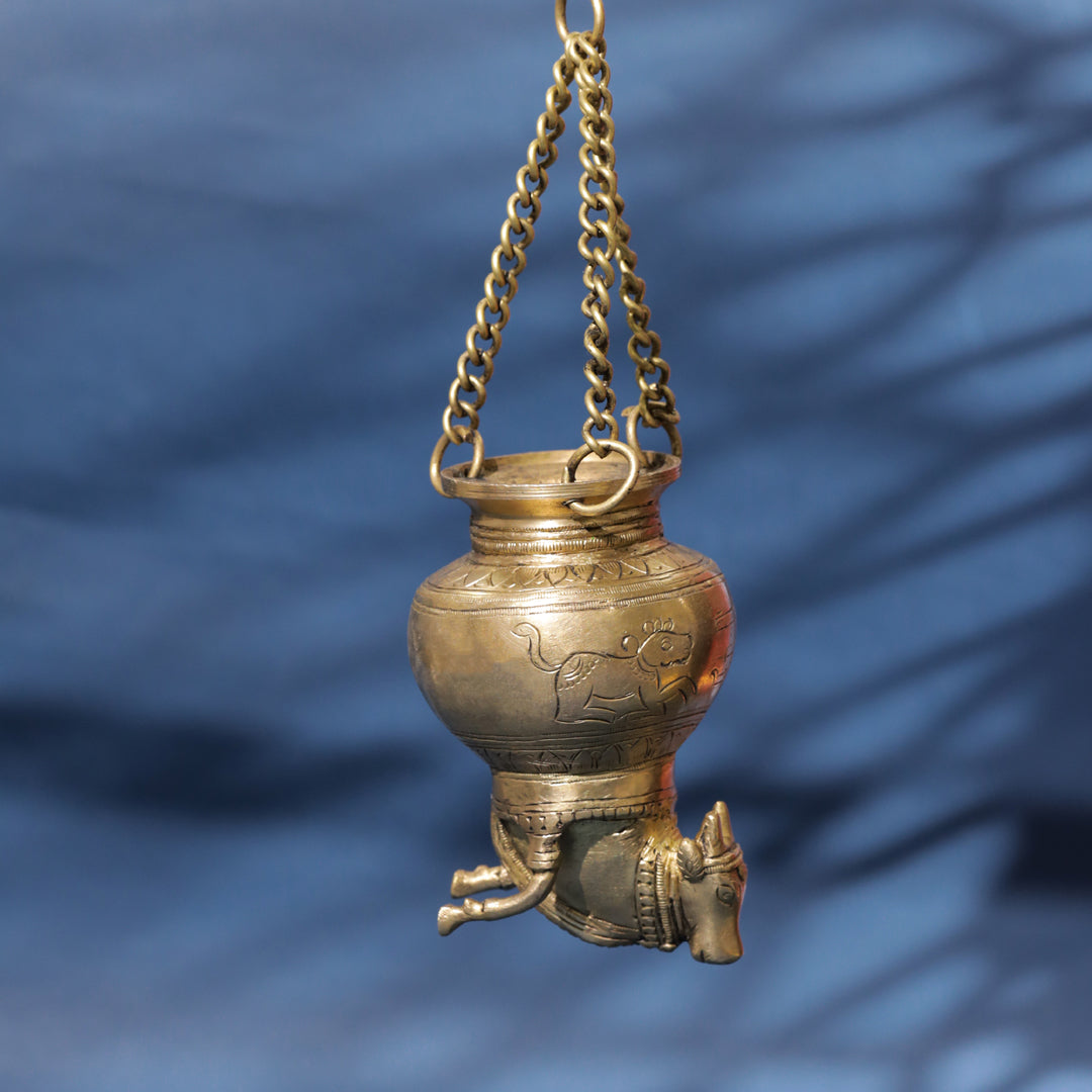 Divine Brass Nandi Gangajali Sacred Vessel of Devotion & Purity (9-Inch) Vedansh Craft