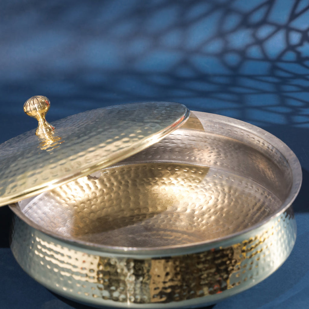 Brass Handi/Lagan With Lid (8.5 Inch) Vedansh Craft