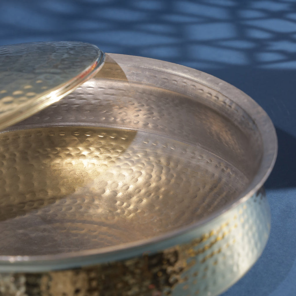 Brass Handi/Lagan With Lid (8.5 Inch) Vedansh Craft