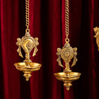 Brass Hanging Shankh And Chakra Diya Set (23 Inch) Vedansh Craft