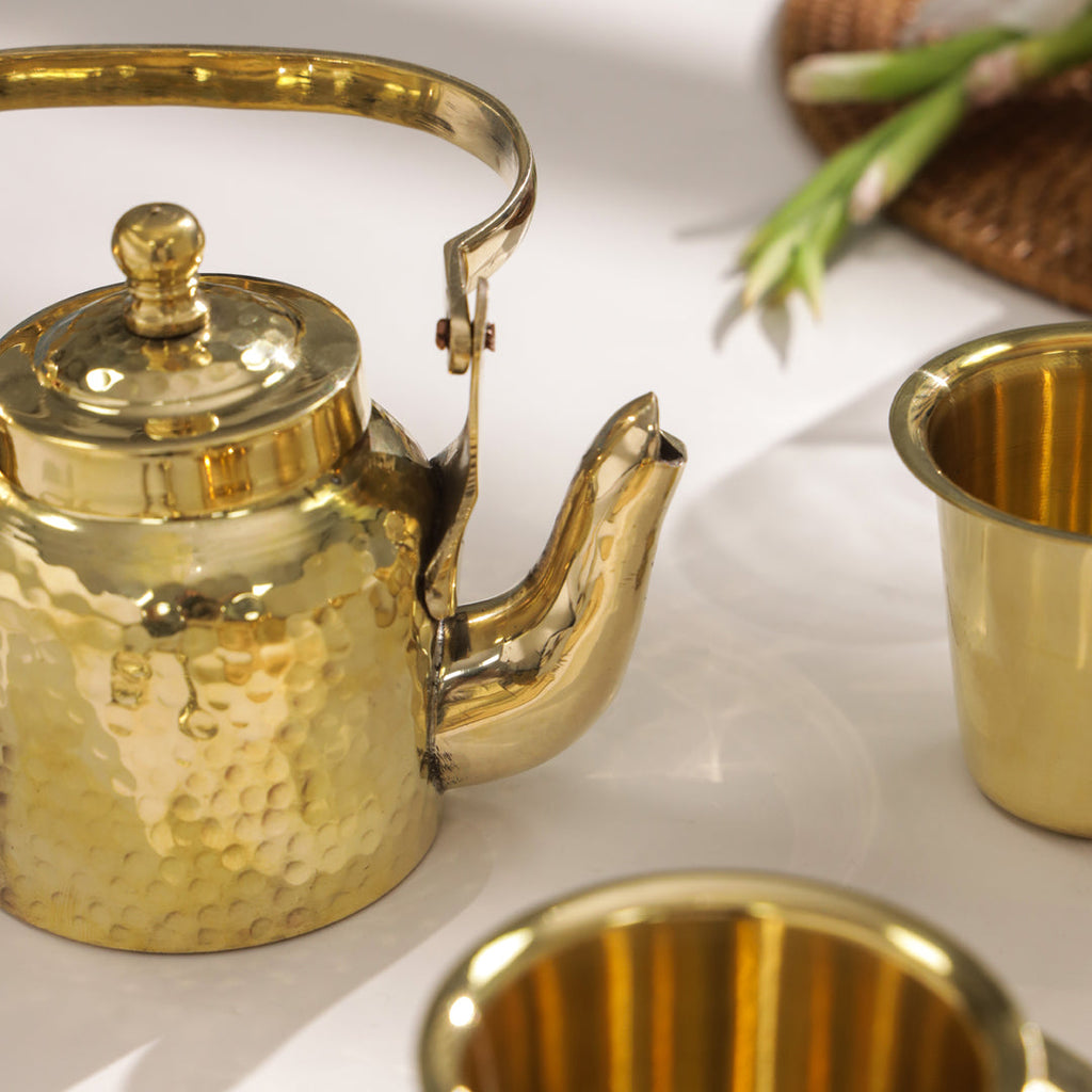 Brass Tea Pot And Davara Set Corporate/Gift Hamper Vedansh Craft