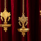 Brass Hanging Shankh And Chakra Diya Set (23 Inch) Vedansh Craft