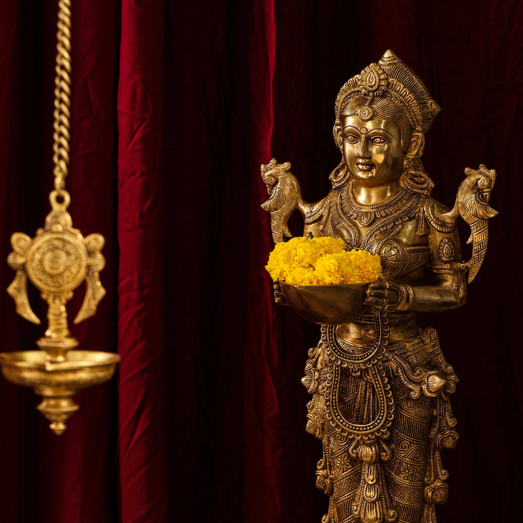 Brass Hanging Shankh And Chakra Diya Set (23 Inch) Vedansh Craft
