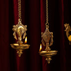 Brass Hanging Shankh And Chakra Diya Set (23 Inch) Vedansh Craft