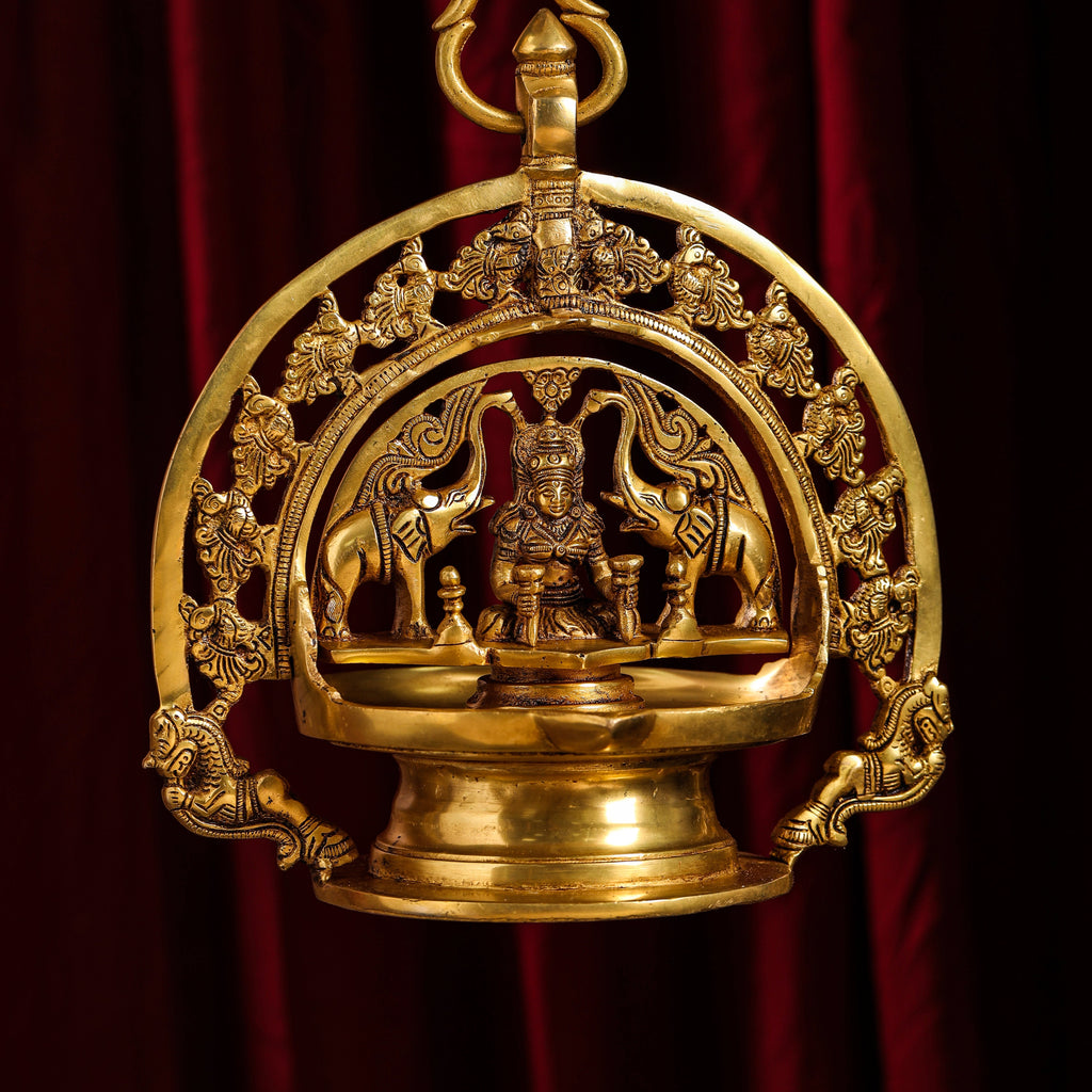 Brass Goddess Gaja Lakshmi Hanging Diya (38 Inch) Vedansh Craft