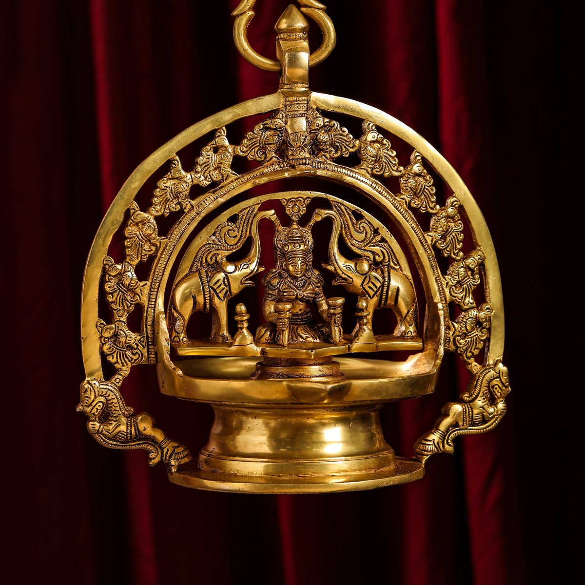 Brass Goddess Gaja Lakshmi Hanging Diya (38 Inch) Vedansh Craft
