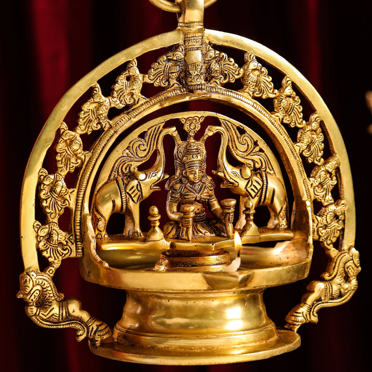 Brass Goddess Gaja Lakshmi Hanging Diya (38 Inch) Vedansh Craft