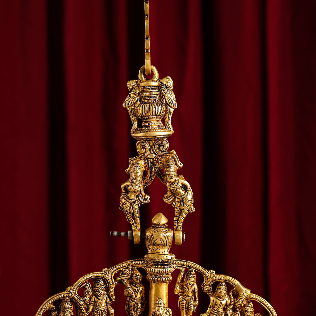 Brass Superfine Dashavatara / Vishnu Avatar Wall Hanging Lamp (46.5 Inch) Vedansh Craft