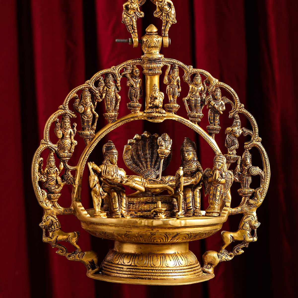 Brass Superfine Dashavatara / Vishnu Avatar Wall Hanging Lamp (46.5 Inch) Vedansh Craft