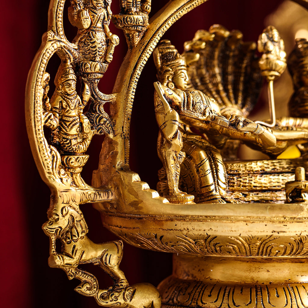 Brass Superfine Dashavatara / Vishnu Avatar Wall Hanging Lamp (46.5 Inch) Vedansh Craft