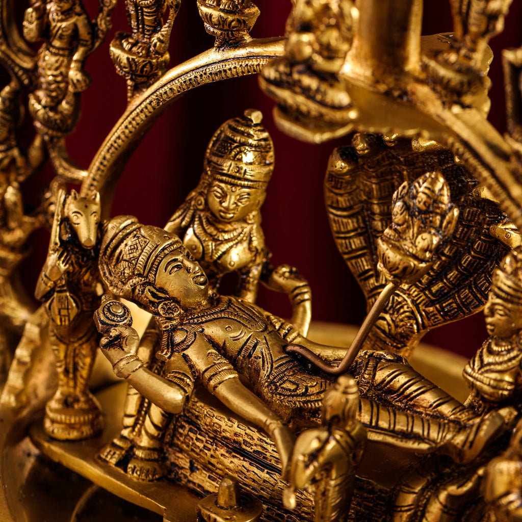 Brass Superfine Dashavatara / Vishnu Avatar Wall Hanging Lamp (46.5 Inch) Vedansh Craft