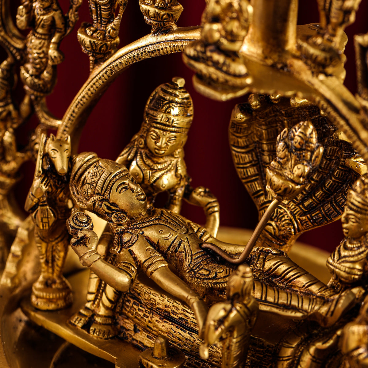 Brass Superfine Dashavatara / Vishnu Avatar Wall Hanging Lamp (46.5 Inch) Vedansh Craft