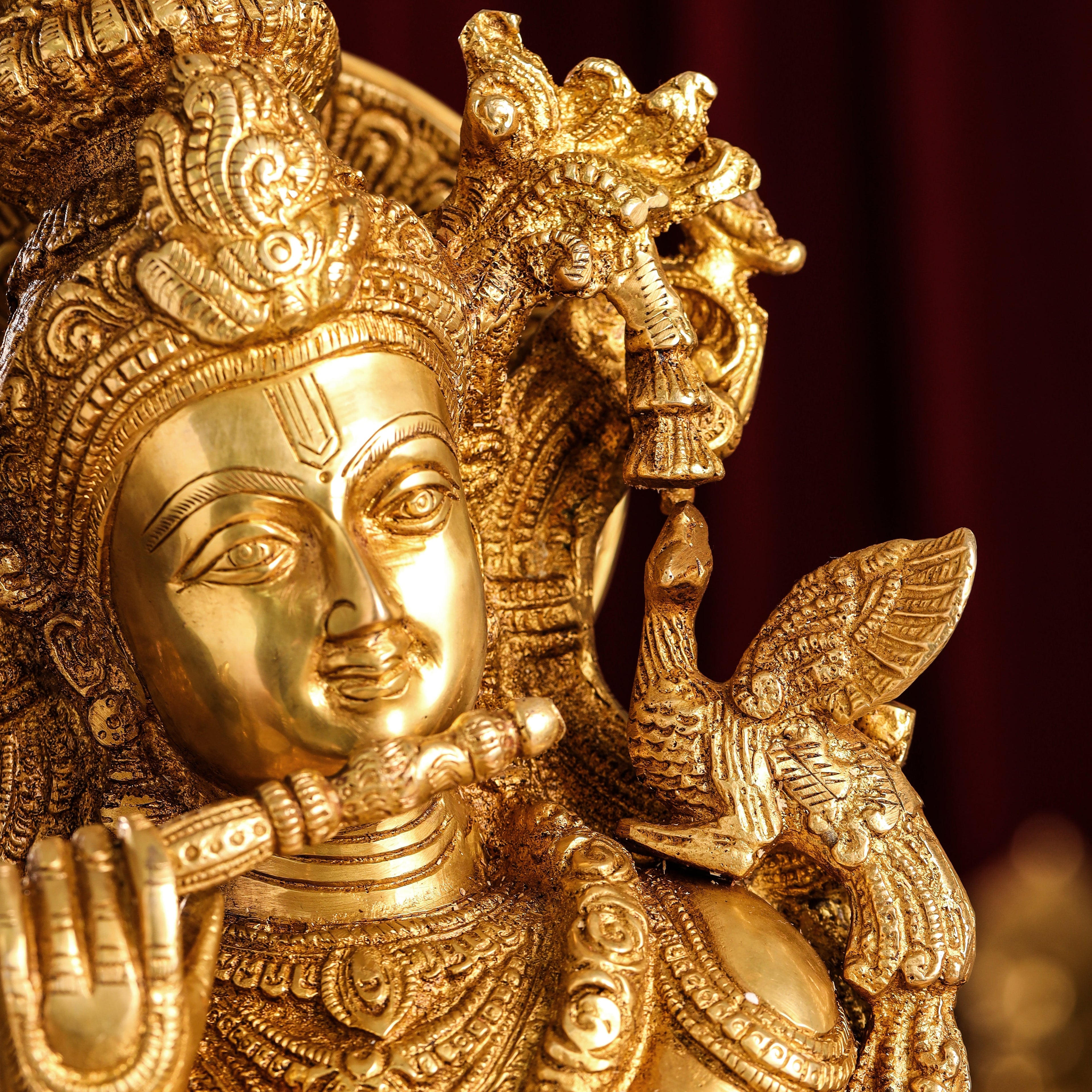 Brass Standing Lord Krishna Idol (30 Inch) Vedansh Craft