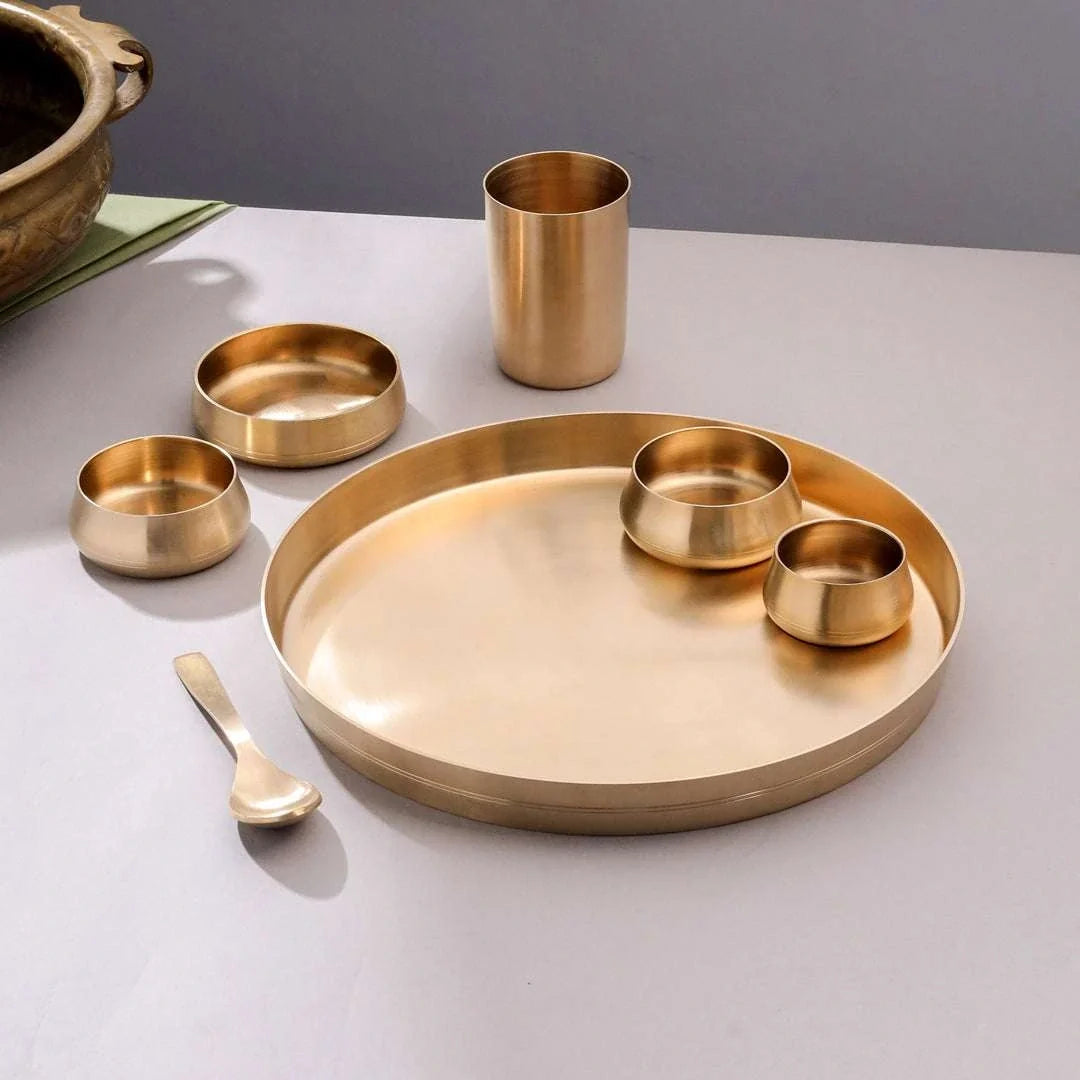 Brass Matt Thali/Dinner Set (2 Kg) Vedansh Craft