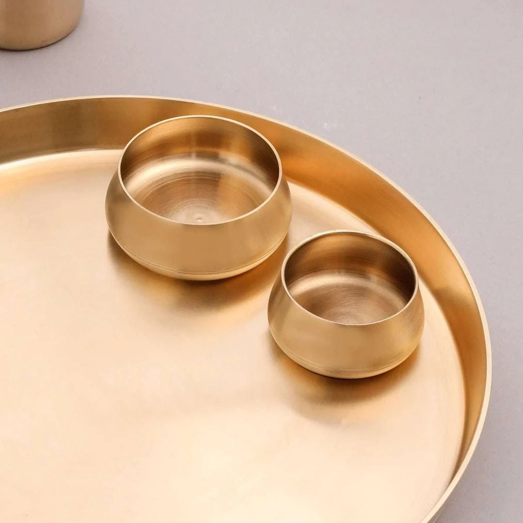 Brass Matt Thali/Dinner Set (2 Kg) Vedansh Craft