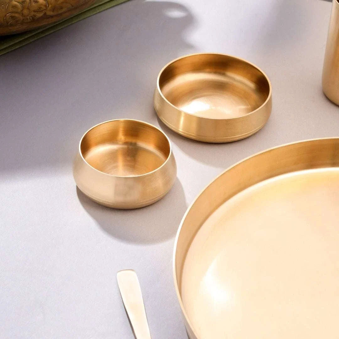 Brass Matt Thali/Dinner Set (2 Kg) Vedansh Craft