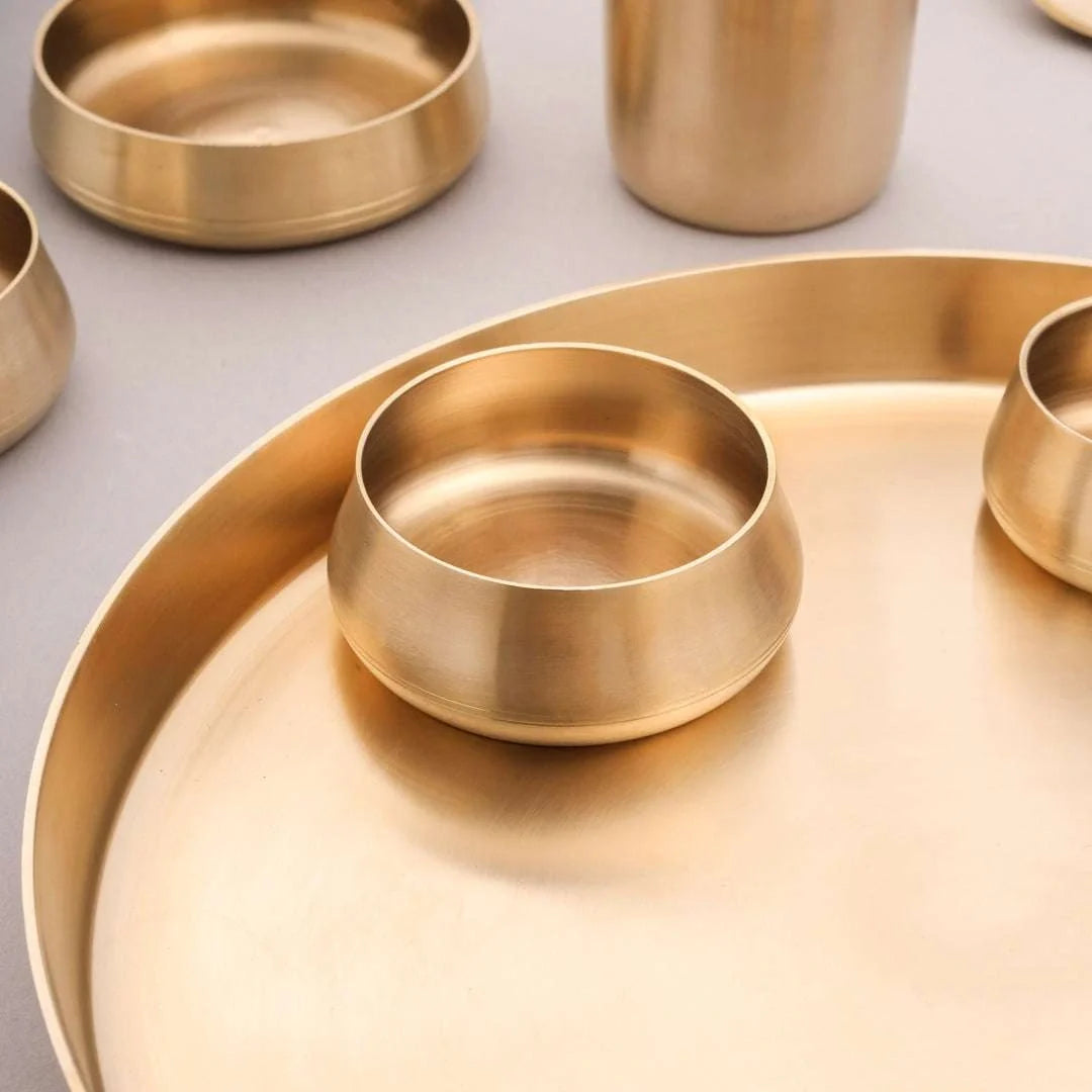 Brass Matt Thali/Dinner Set (2 Kg) Vedansh Craft