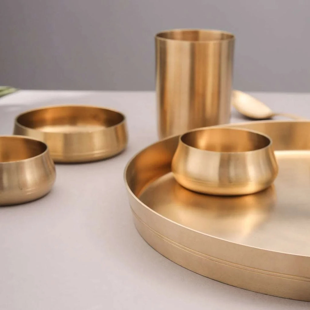 Brass Matt Thali/Dinner Set (2 Kg) Vedansh Craft
